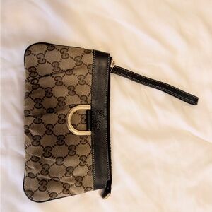 Authentic Gucci Brown and Black Wristlet Clutch